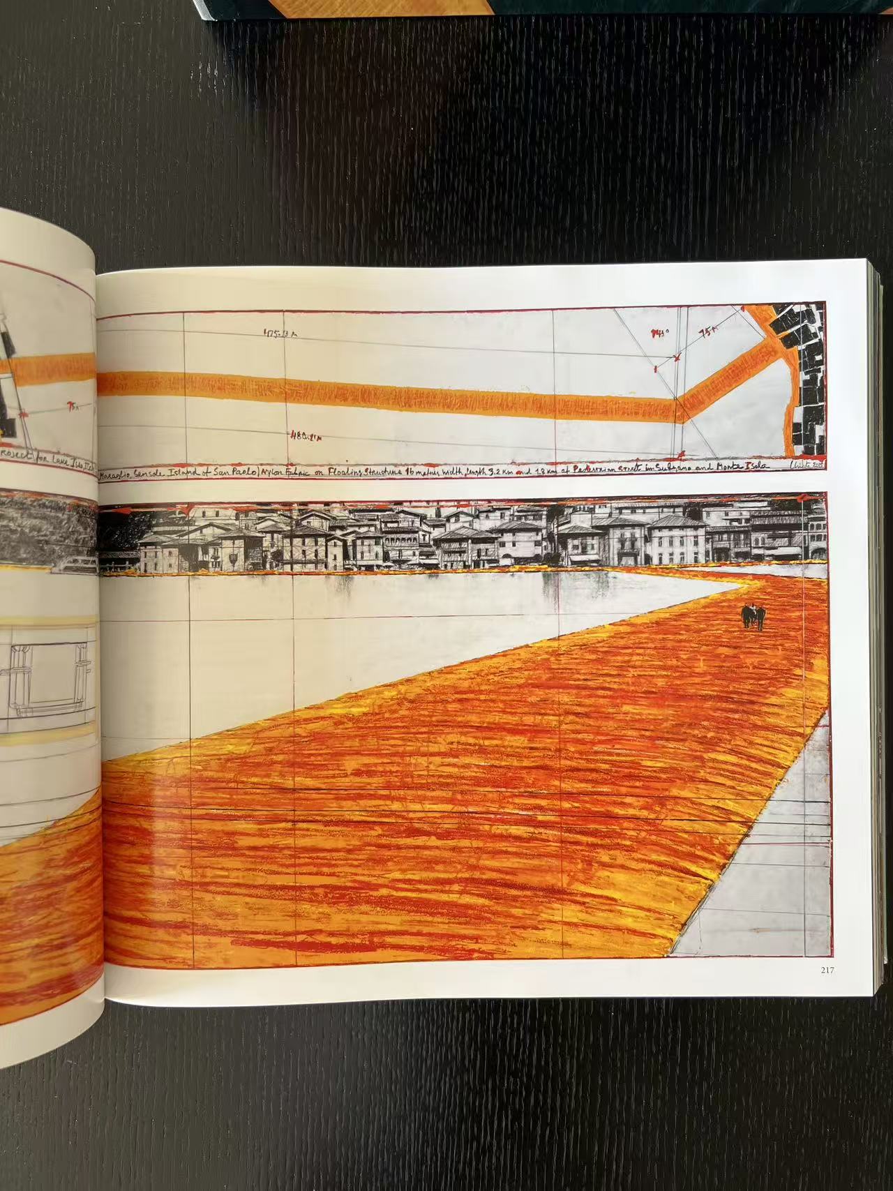 Christo and Jeanne-Claude. The floating piers. Project for lake Iseo, Italy 2014-2016 - Signed with original fabric piece