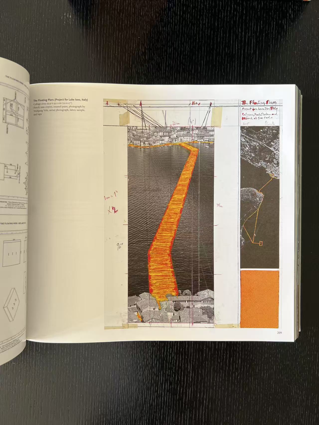 Christo and Jeanne-Claude. The floating piers. Project for lake Iseo, Italy 2014-2016 - Signed with original fabric piece