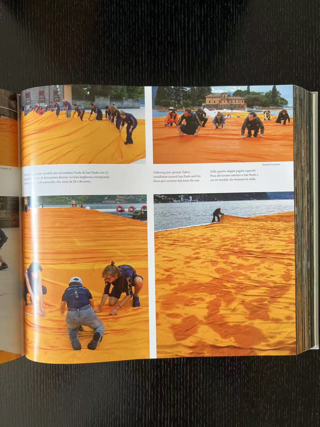 Christo and Jeanne-Claude. The floating piers. Project for lake Iseo, Italy 2014-2016 - Signed with original fabric piece