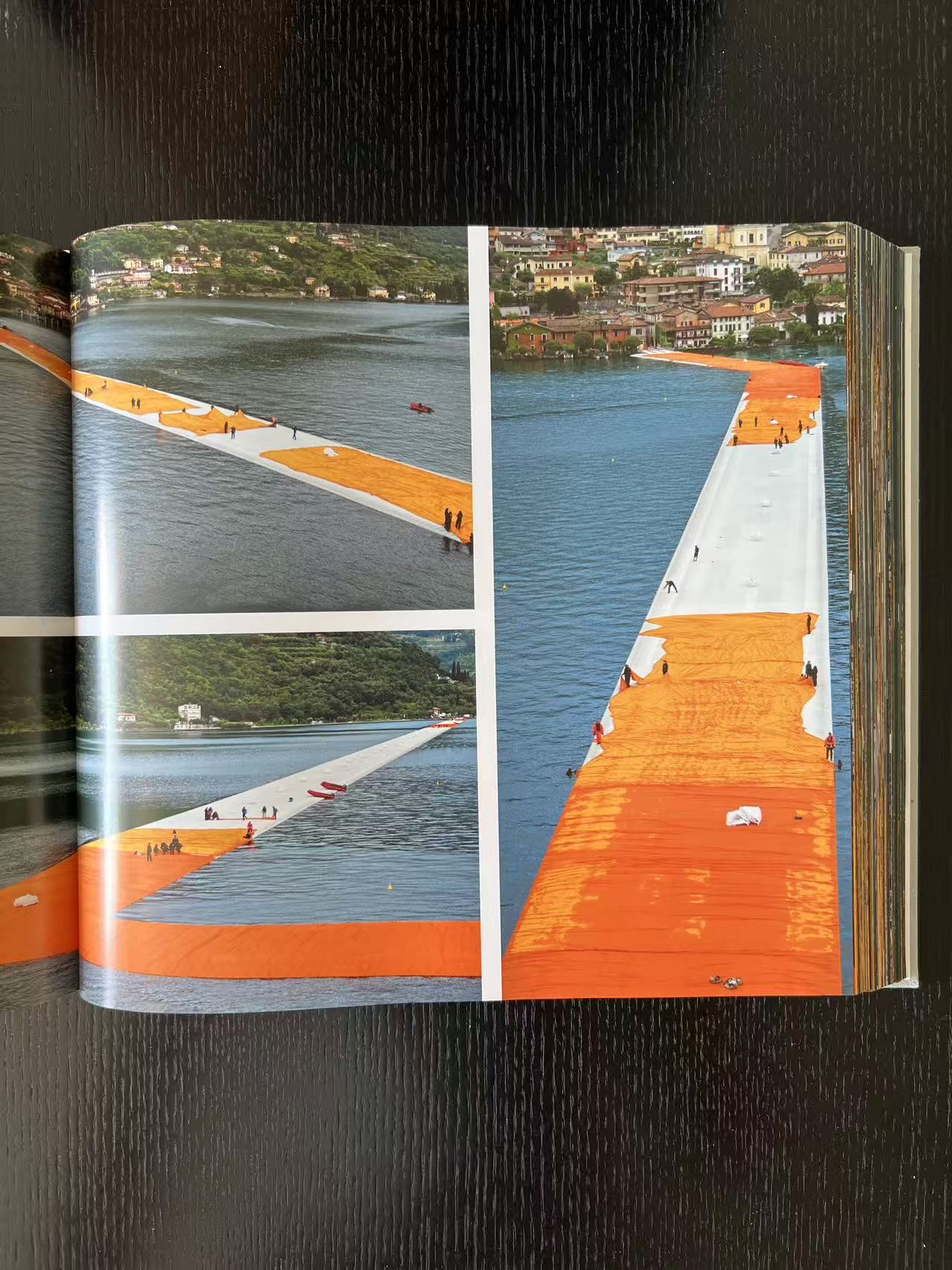 Christo and Jeanne-Claude. The floating piers. Project for lake Iseo, Italy 2014-2016 - Signed with original fabric piece