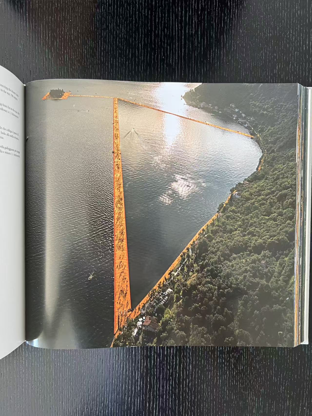 Christo and Jeanne-Claude. The floating piers. Project for lake Iseo, Italy 2014-2016 - Signed with original fabric piece