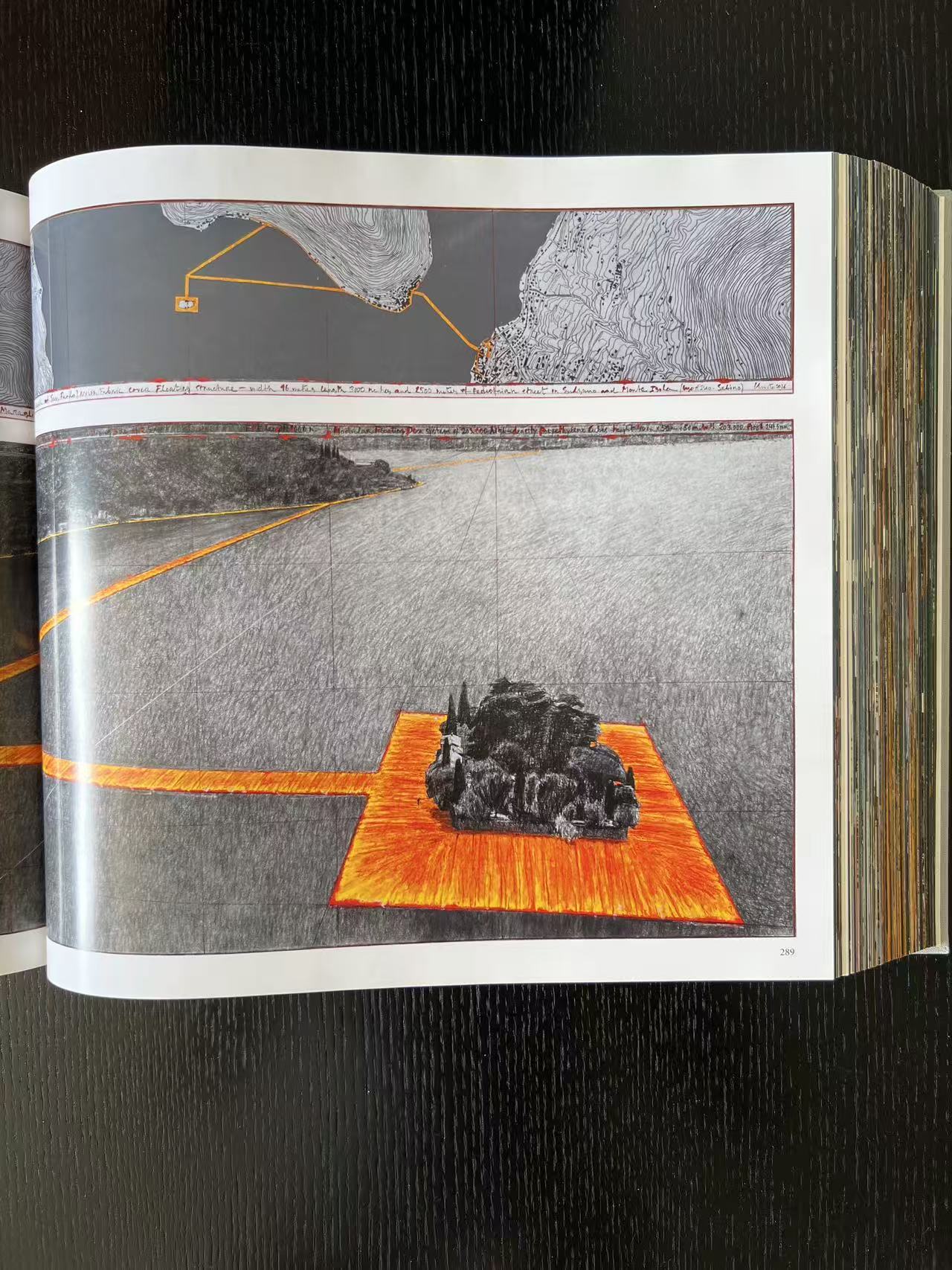 Christo and Jeanne-Claude. The floating piers. Project for lake Iseo, Italy 2014-2016 - Signed with original fabric piece