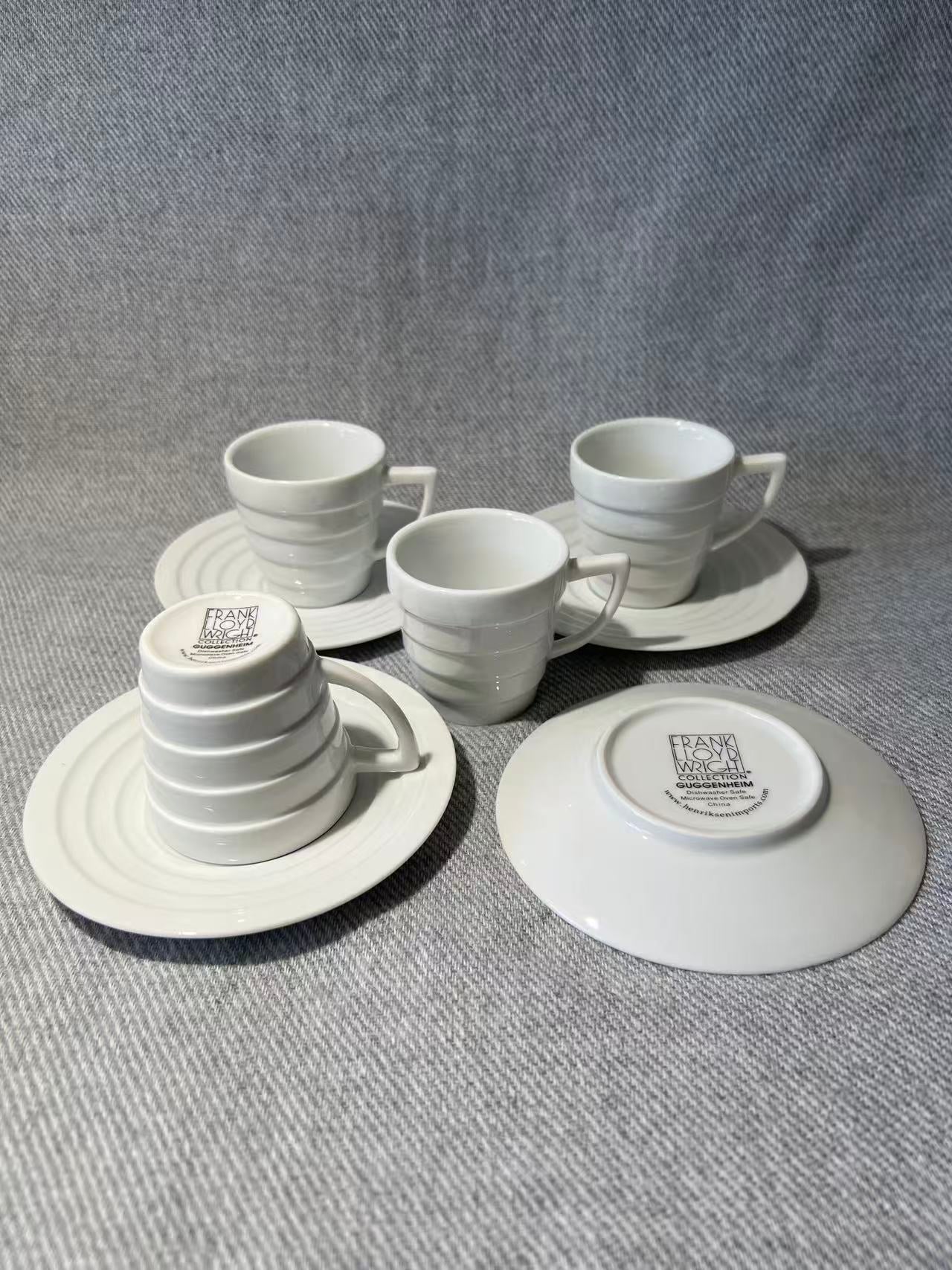 X006 - Frank Lloyd Wright - Guggenheim Spiral Espresso Cup & Saucer x 4
