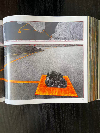 Christo and Jeanne-Claude. The floating piers. Project for lake Iseo, Italy 2014-2016 - Signed with original fabric piece
