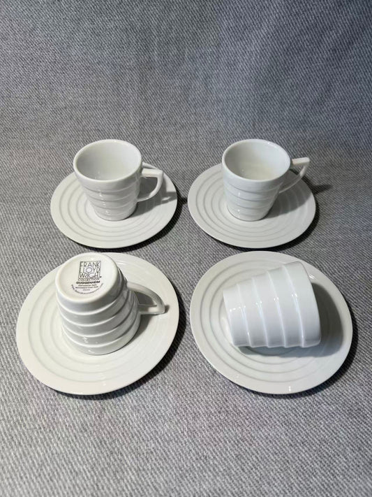 X006 - Frank Lloyd Wright - Guggenheim Spiral Espresso Cup & Saucer x 4