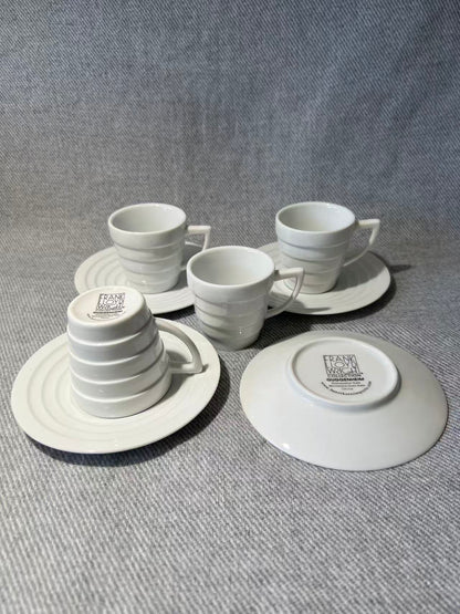 X006 - Frank Lloyd Wright - Guggenheim Spiral Espresso Cup & Saucer x 4